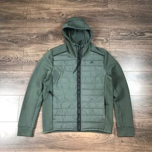Adidas Varilite Hybrid Men’s Full Zip Army Green Hooded Jacket Sweatshirt Size M